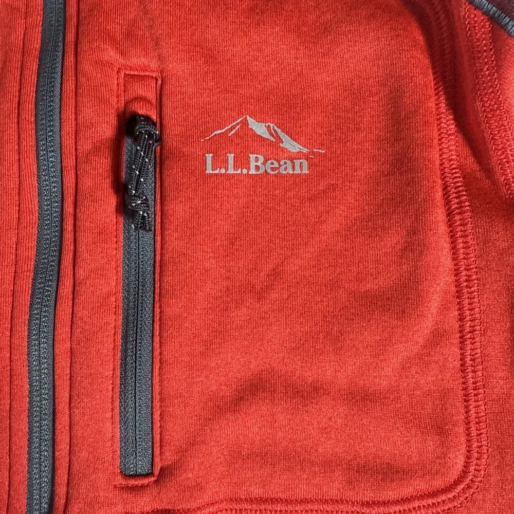 LL Bean Sweater Men Small Fitted Pullover Hike Active Half Zip Basic Red‎ Hooded
